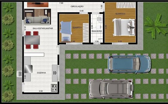 Planta em L com Espaco Gourmet 1 - Estas Plantas de Casas Pequenas Vão Te Surpreender – Confira as Melhores Ideias para Inspirar Seu Próximo Projeto!