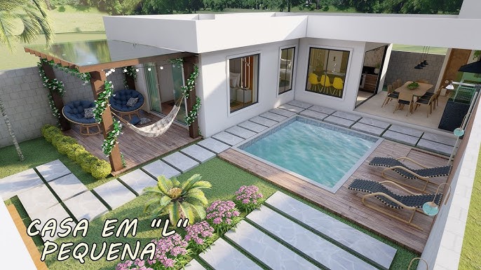 Planta em L com Espaco Gourmet 21 - Estas Plantas de Casas Pequenas Vão Te Surpreender – Confira as Melhores Ideias para Inspirar Seu Próximo Projeto!