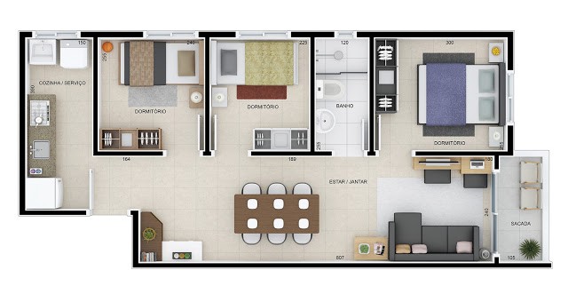 projeto 3 quartos planta - Estas Plantas de Casas Pequenas Vão Te Surpreender – Confira as Melhores Ideias para Inspirar Seu Próximo Projeto!