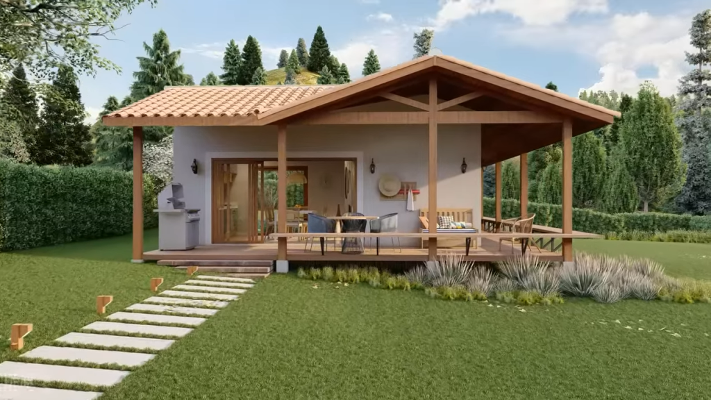 Casa Pequena Pratica Entrelacada com a Natureza 1 1024x576 - Casas Pequenas Práticas Entrelaçadas com a Natureza