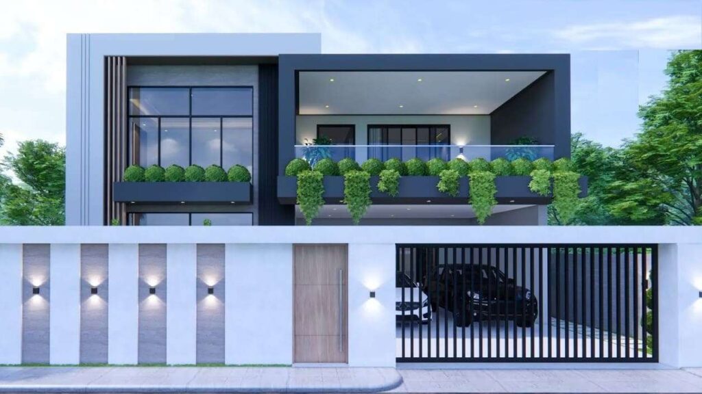 Modern 2 Storey House Design Plan 1024x576 1 - Projeto de Casa Moderna de Dois Andares