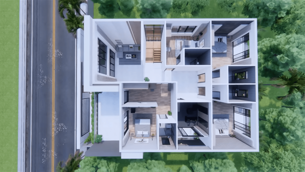 Projeto de Casa Moderna de Dois Andares 14 1024x576 - Projeto de Casa Moderna de Dois Andares