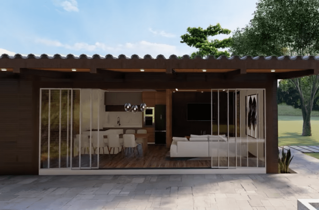 Tiny house em forma de L projetada com madeira e concreto 7 1024x676 - Tiny house em forma de L projetada com madeira e concreto